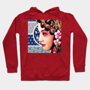Chinese Opera Star Blue with Dark Blue Traditional Pattern- Hong Kong Retro Hoodie
